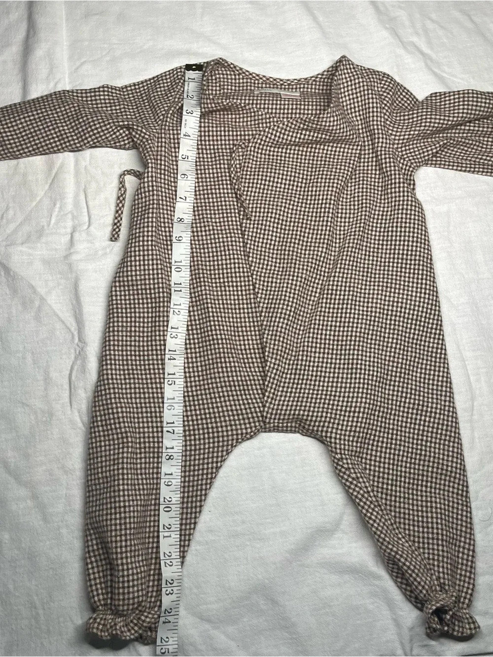 Zara Brown Gingham Wrap One-Piece Bodysuit